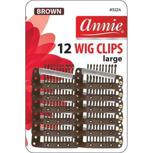 Annie International - Annie Wig Clips Large 12Ct Brown