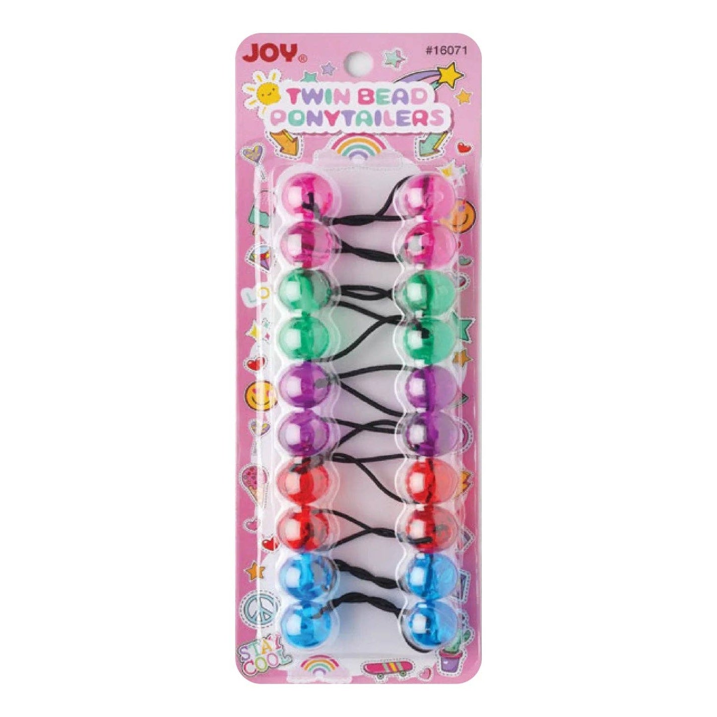 Annie International - Joy Twin Beads Ponytailers 10Ct Asst Color Clear