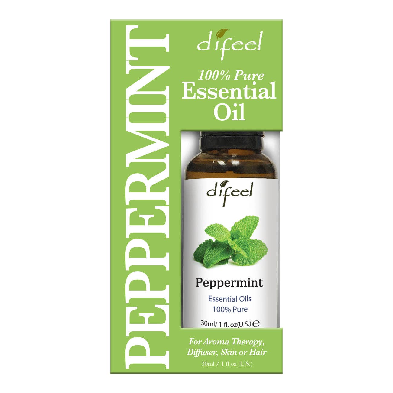 Difeel - Difeel 100% Pure Essential Oil - Peppermint Oil, Boxed 1 oz.
