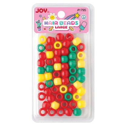 Annie International - Joy Large Hair Beads 50Ct Green, Yellow, Red